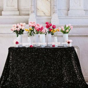 1.8x1.2m Sequin Table Cloth Backdrop Tablecover – Black