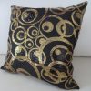 Gold and Black Sequins on Black Satin Bed Sofa Lounge Chaise Cushion Cover 45cm