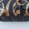 Gold and Black Sequins on Black Satin Bed Sofa Lounge Chaise Cushion Cover 45cm
